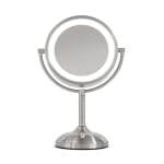 Jerdon Tabletop Lighted Makeup Mirror, 10X-1X, Nickel